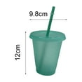 thumbnail image 4 of Grofry 400/500ml Straw Drinking Cup Large-capacity Wide Mouth Lid Plastic Flash Powder Shiny Water Bottle for School, 4 of 6
