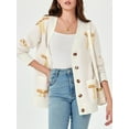 thumbnail image 5 of Oversized Cardigan Sweater Women's Bow Print Button V Neck Long Sleeve Loose Knitted Autumn Fashion Jacket, 5 of 6