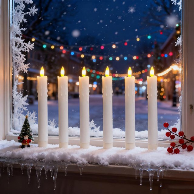 Feltree 7.5 Inch Flameless Candles Battery Operated with Remote Control, Timer & Dimmer, Realistic Wax LED Candles for Holiday Decorations, 6 Pack with White Holders