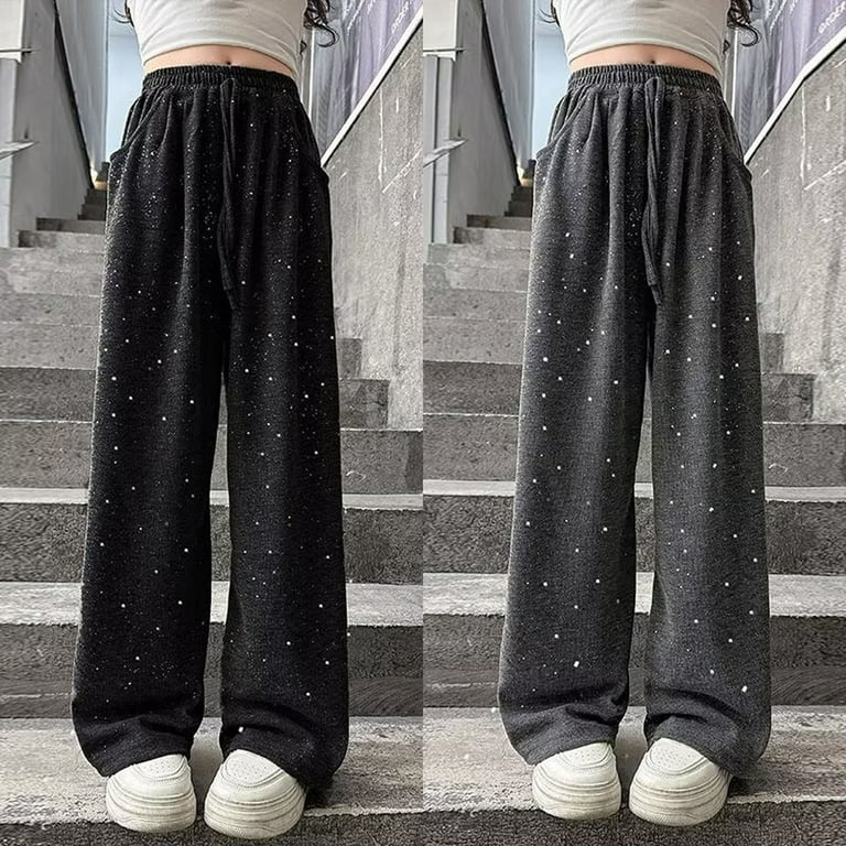 Gyexs School Uniform Pants for Girls Elastic Waistband Sweat Pants