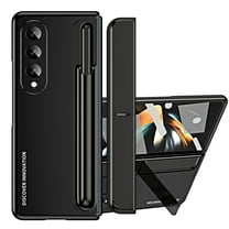 for Samsung Galaxy Z Fold 4 Case with Removable Pen Slot & Free S Pen Built-in Screen Protector Adjustable Stand, Drop Protection & Luxury Shockproof Thin Hard PC Cover for Z Fold 4, Black