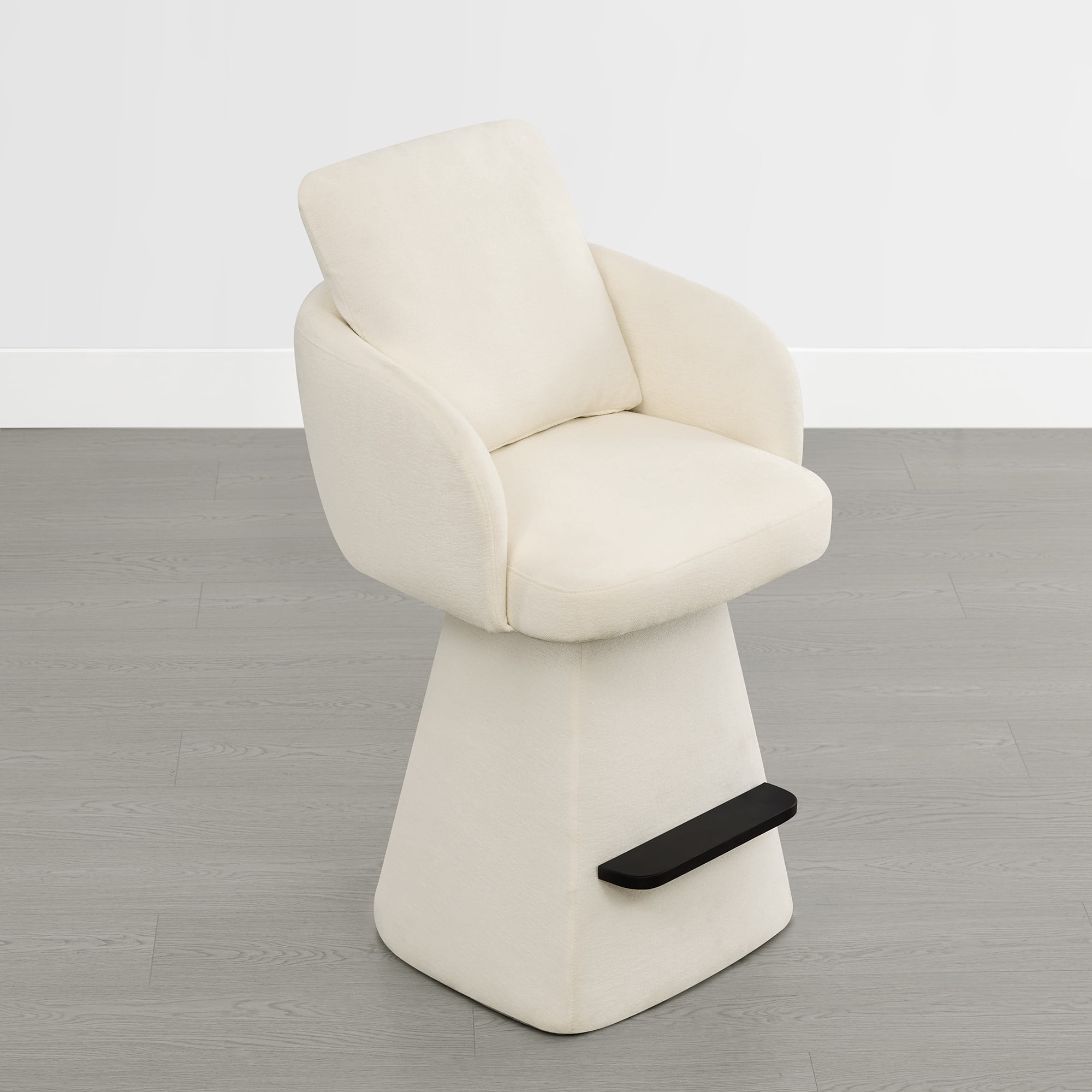 Spruce & Spring 26" Counter Height Swivel Bar Stools with Arms, Upholstered Chenille Seat & Back for Kitchen Island & Home Bar, Cream Fabric