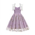 thumbnail image 6 of Girls Tulle Princess Dresses Trendy Embroidery Flower Lace Bow Spaghetti Gown for Pageant Wedding Birthday Party Graduation Dance Prom Purple 8-9 Years, 6 of 6