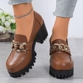 thumbnail image 2 of BXSRUTA Women's Block Heel Loafers Round Toe Slip on Loafers Comfortable Cushioned Insole Vintage Style Chunky Heel Shoes Casual Daily Wear 5cm Heel, 2 of 8