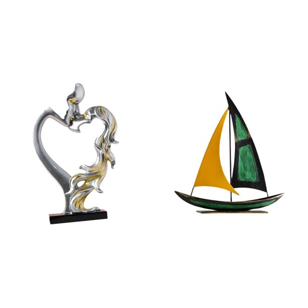 Estatua de pareja,Figura de pareja besándose,regalo de boda moderno,Figura de velero,Escultura de velero de hierro para decoración de oficina y hogar,Estatua de barco de escritorio para