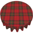 thumbnail image 2 of Merry Christmas Tablecloth Round 60 Inch Xmas Buffalo Plaid Tablecloth Washable Polyester Green and Red Checkered Decorative Table Cloth for Home Kitchen Dining Table Outdoor Party Patio, 2 of 5