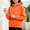 Orange, variant on Caywon Kids' Snug Solid Color Pullover Hoodie with Kangaroo Pocket and Ribbed Cuffs, Loose Cut Casual Sweatshirt for Fall and Winter School Wear