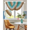 thumbnail image 3 of Teal Brown Ombre Sheer Waterfall Valance Curtains for Window, Turquoise Gradient Modern Abstract Art Rod Pocket Sheer Topper Swag Curtains for Living Room, Kitchen 38.5"W x 47.2"L, 1 Panel, 3 of 7