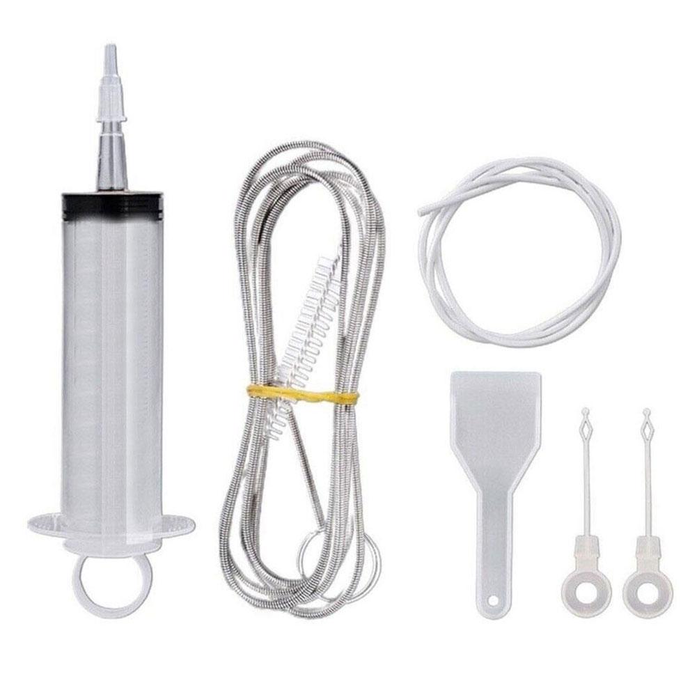 Kit Nettoyage Frigo 7 Pièces - Brosse Flexible 145 Cm, Seringue 100 Ml - Pour Déboucher Canalisation Réfrigérateur