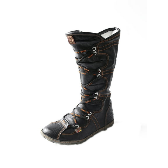 TMA EYES Snake-Embossed Leather and PU Upper Women's Tall Boot