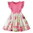 thumbnail image 2 of Cowsor Girls Butterfly Floral Printed Ruffle Sleeve Princess Dress Waist Cinched Short Sleeve Sundress for 3-8 Years Old, 2 of 6