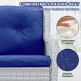thumbnail image 3 of PARKWELL Outdoor 3 Seats Sofa - Rattan Wicker Patio Couch with Cushions - Steel Frame - Offwhite Wicker, Blue Cushions, 3 of 6