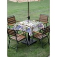 thumbnail image 3 of Outdoor Tablecloth with Umbrella Hole and Zipper, Spring Purple Flowers Square Table Cloth 60x60 Inch Waterproof Tablecloth, Farmhouse Leaves Fences Watercolor Picnic Table Cover for Patio Camping, 3 of 7