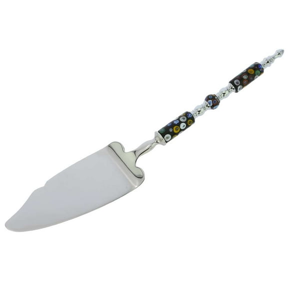 GlassOfVenice Italian Murano Glass Cake Server - Black Millefiori