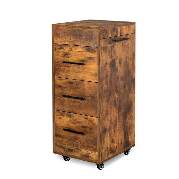 Wood Salon Trolley Cart with Wheels, Salon Cart for Hair Stylist, Hair Cart Mobile Storage Organizer, Salon Cabinet Station for Barbershop Beauty Spa