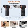 thumbnail image 3 of JUFINX 3-in-1 Electric Air Duster, Vacuum Cleaner and Vacuum Pumping of Storage Bag, 150000 RPM Portable Compressed Air Blower for Keyboard, PC, Car, 3 of 11