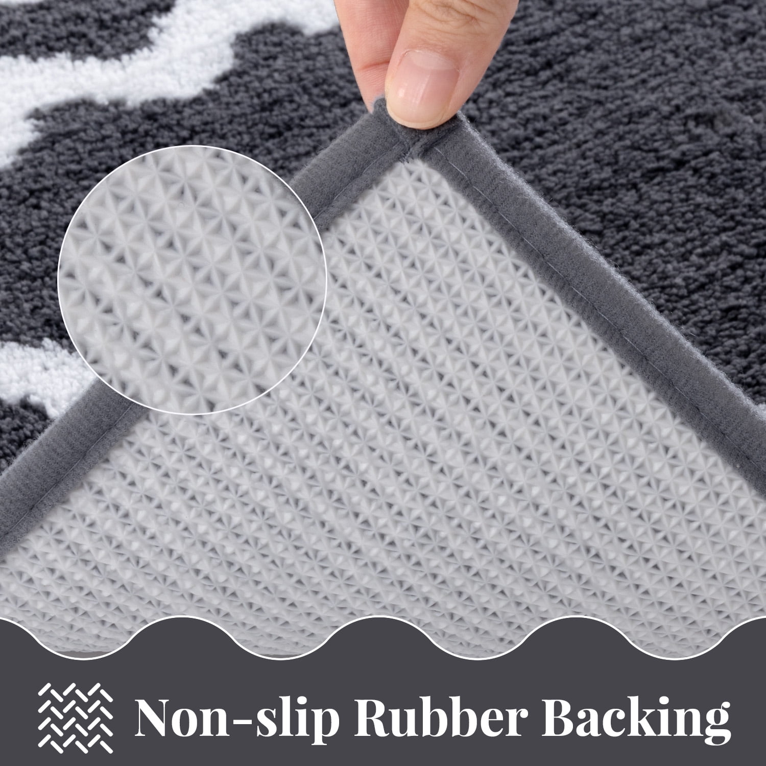 Findosom 4-Piece Bathroom Rugs Set,Non Slip Absorbent Bath Mat,Machine Washable Microfiber Quick Dry Bath Rug for Bathroom Bedroom Kitchen Shower Tub,Gray