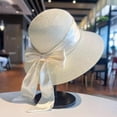 thumbnail image 2 of Shrysg Women's Straw Sun Hats Casual Wide Brim Ribbons Bucket Foldable Floppy Hat with Pearl Bow for Summer Beach Outdoor Activities Beige, 2 of 6