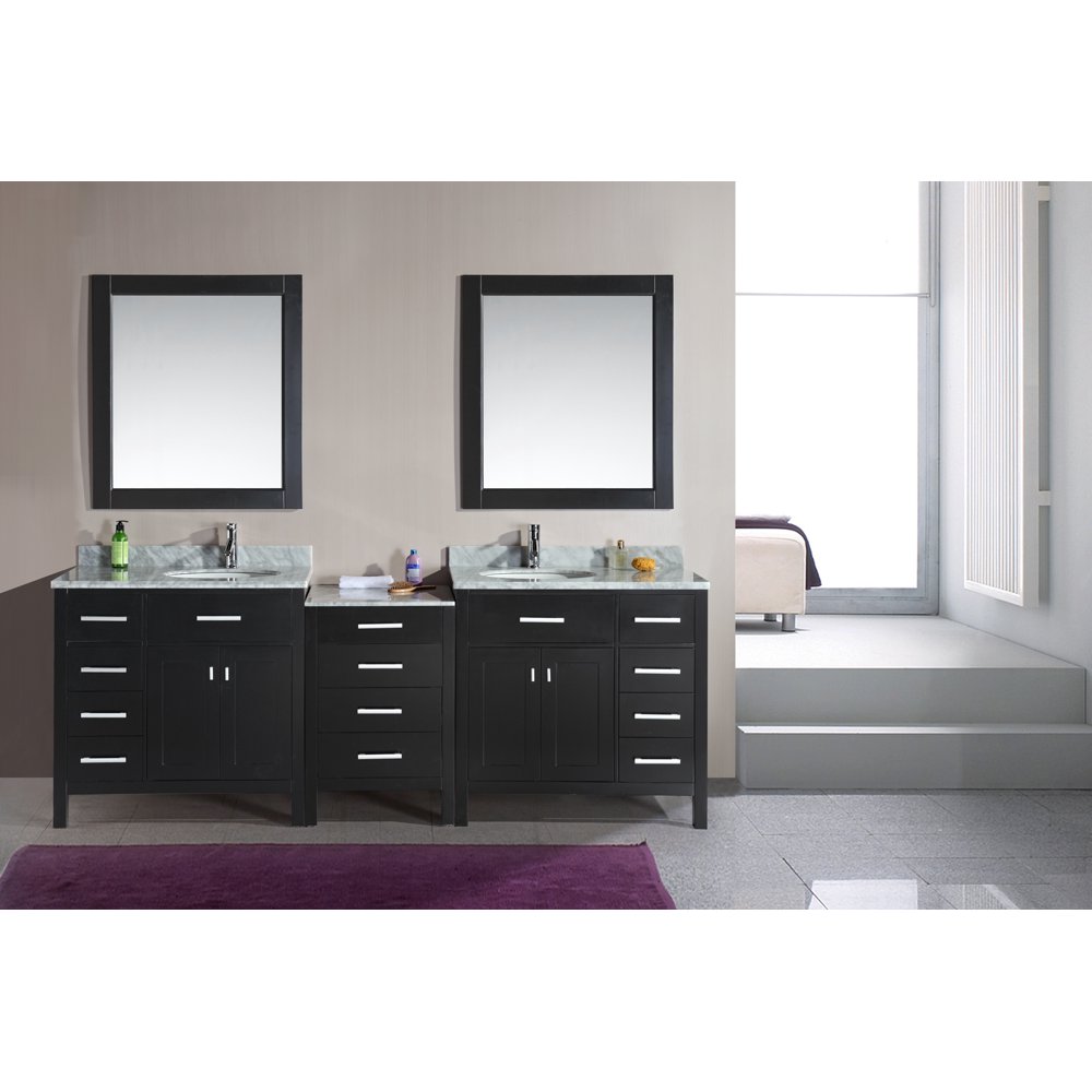 Design Element London 92" Double Sink Bathroom Vanity Set in Espresso