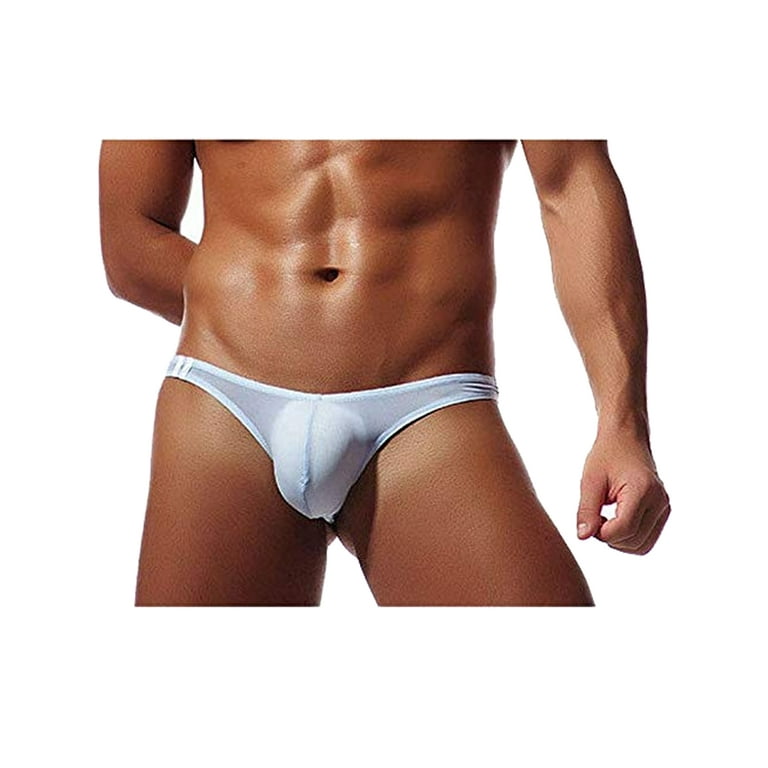 wybzd Men Bikini G-strings Lingerie Underwear Smooth Briefs Tangas Thongs  Underpants Light Blue L