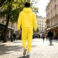 thumbnail image 5 of Men's Tracksuit 2 Piece Long Sleeve Hoodie and Sweatpants Set Solid Athletic Sweatsuits Casual Jogging Suit Sets Yellow 4XL, 5 of 6
