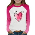 thumbnail image 3 of yoeyez Kids Valentine Shirt Trendy Cute Hearts Graphic Sweatshirts Crewneck Long Sleeve T-shirts Casual Valentines Gifts Pullover Tops Pink,4 Years, 3 of 7