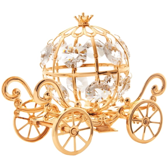 Matashi Goldplated Mini Princess Inspired Pumpkin Coach Made with Genuine Crystals