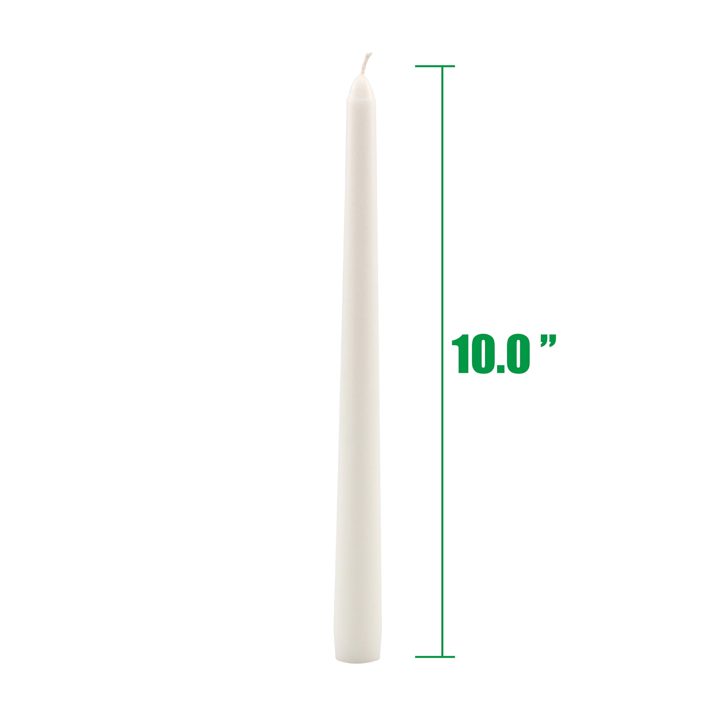Stonebriar Unscented 10" Dripless Taper Candles with 7 Hour Burn, 10 Pack, White