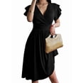 thumbnail image 2 of Summer Midi Dress 2025 Spring V Neck Cocktail Wedding Guest A Line Fit and Flared Dresses Black L, 2 of 7