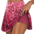 thumbnail image 2 of Women's Sequin Print High Waist Pleated Tennis Skirt with Double Layer Inner Shorts, Stretchy Athletic Skirt for Running, Yoga, Gym and Party Sportswear,Watermelon Red-4,S, 2 of 5
