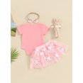 thumbnail image 4 of Bagilaanoe 3Pcs Newborn Baby Girls Easter Clothes Letters Print Long Sleeve Romper Tops + Sequin Tutu Skirt + Headband 3M 6M 12M 18M Infant Casual Skirt Set, 4 of 9