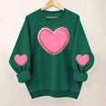 thumbnail image 2 of Valentine Shirts For Women Cute Casual Heart Print Graphic Sweatshirt Funny Crew Neck Plus Size Long Sleeve Pullover Tops, 2 of 6