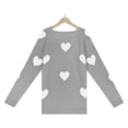 thumbnail image 5 of Generic Womens Cute Love Heart Print Sweaters Oversized Off The Shoulder Loose Knitted Valentine Pullover Blouse Top, 5 of 7