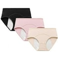 thumbnail image 1 of Menstrual Period Underwear for Women Mid Waist Cotton Postpartum Ladies Panties Briefs Girls, 3 Pack, 1 of 6