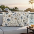 thumbnail image 5 of Spring off Pillow Covers 2 Pack White Lake Blue Flower Grey Leaves Vintage Pillowcase Waterproof Outdoor Throw Pillow Cover for Patio Balcony Rectangular Cushion 20”x12”, 5 of 9