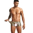 thumbnail image 2 of PEASKJP Soft Trunks for Men Sexy Underwear Bulge Pouch Ice Silk Underpants Low Rise Trunks Short Leg Boxer Briefs,Gold XXL, 2 of 2