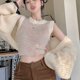 thumbnail image 2 of Conjunto de dos piezas de chaqueta y camisa de mujer con suéter de manga larga y chaleco de punto de arcoíris dulce para primavera y otoño, 2 of 5