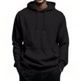 thumbnail image 2 of Men's Fleece Hoodie Stylish Long Sleeve Drawstring Hooded Sweatshirt Fall Winter Thermal Casual Pullover With Pocket Black S, 2 of 8