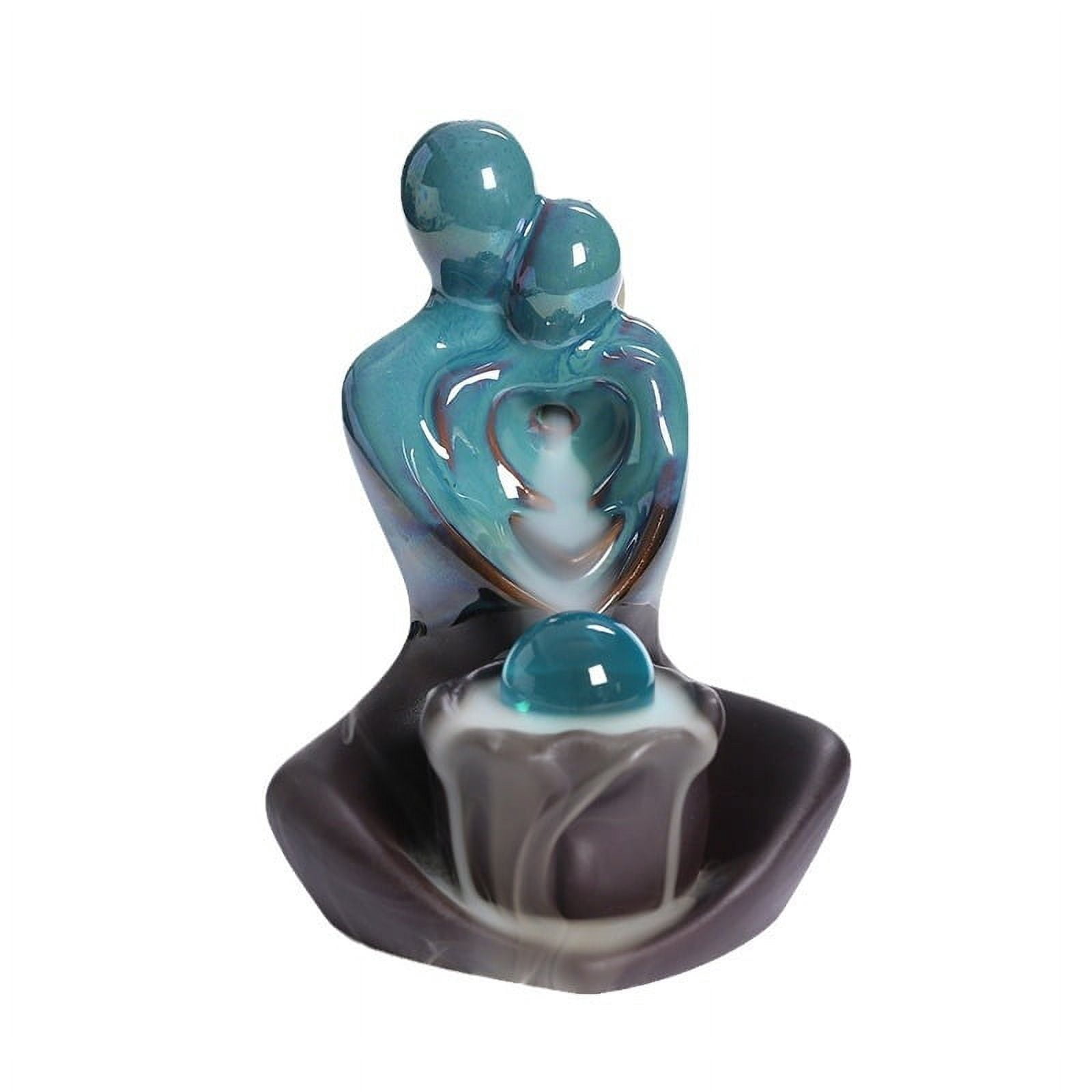 Couple Hug Love Statue Waterfall Incense Burner Handicraft Smoke Incense Holder Ornament for Yoga Room Decor,Valentine's Day Gift