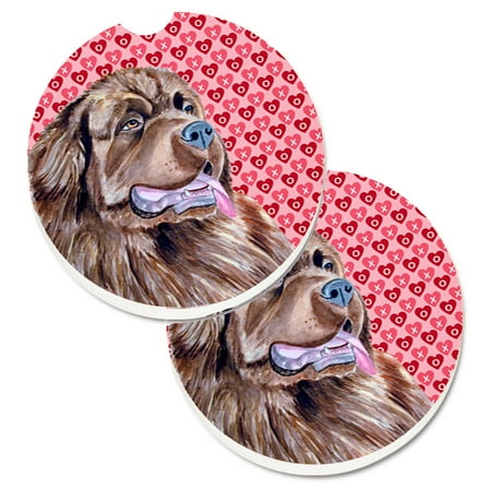 

Carolines Treasures LH9129CARC Newfoundland Hearts Love and Valentines Day Portrait Set of 2 Cup Holder Car Coasters