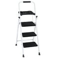 thumbnail image 5 of ZENSTYLE 3 Step Ladder Folding Step Stool Portable Metal Frame Ladder with Tool Tray Wide Non-Slip Pedal, White, 5 of 8