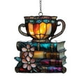 thumbnail image 2 of Book Lovers Ornament Acrylic Reading Book Coffee Cup Ornaments Love Bookish Decor Librarian Gifts for Christmas Holiday New Year Party Xmas Tree Decorations Hanging, 2 of 9