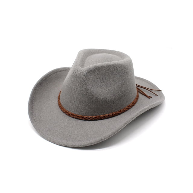 Qarigey Sombreros de vaquero, diseño especial, gorras masculinas cómodas, correas trenzadas, gorra decorativa para el hogar al aire libre, Navidad, Sombreros Gris M (56-58 cm) Qarigey AP017057-05