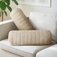 thumbnail image 1 of AELS Corduroy Striped Cylinder Pillows, 8" x 24" Decorative Bolster Pillows with Removable Washable Cover and Insert, Body Pillow for Couch and Bed, Living Room Bedroom Nursery Decor, Sand, 1 of 7