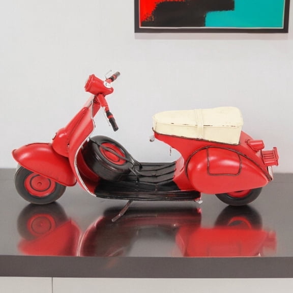 9" Red and Black Metal Hand Painted Model Motorcycle