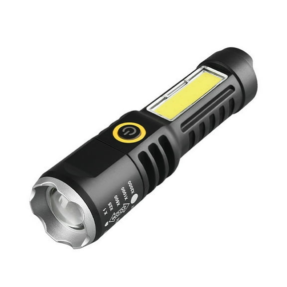 Gecheer Rechargeable Flashlight High Brightness Dual Light Source Adjustable Focus Portable USB Telescopic Lamp for Night Camping Fishing