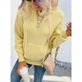 thumbnail image 3 of Pull à Capuche pour Femmes, Décontracté, Boutonné, Col en V, Manches Longues, Tricoté, Henley, 3 of 7