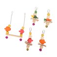 thumbnail image 2 of Juego de columpio para loros, columpio de madera colgante y 4 cuerdas de juguete para masticar con campanas pequeñas para periquitos, cacatúas, 2 of 14