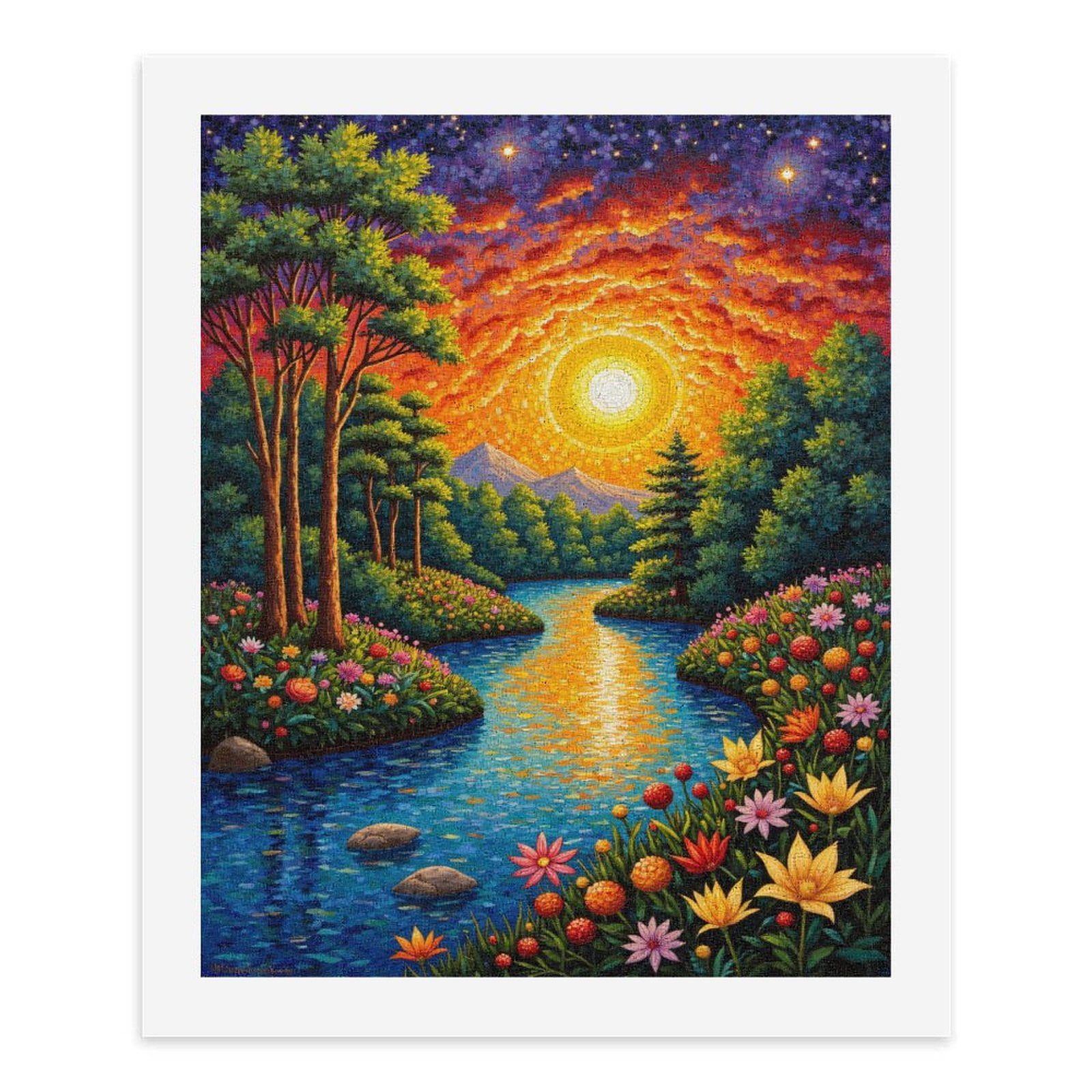 Paint by Numbers Kit for Adults, Colorful Sunset River Landscape Paint by Numbers, Easy Paint by Numbers Kit for Adults Beginner, DIY Adult Paint by Number Kits on Canvas, Home Decor
