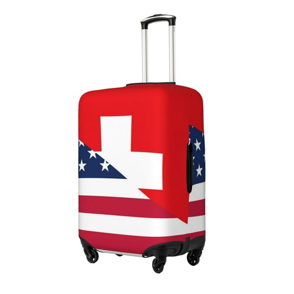 Gukieu USA Switzerland Print Suitcase Protective Cover, Elastic Zipper Buckle Suitcase Protective Cover, Suitable for Travel, Business Trip-Small